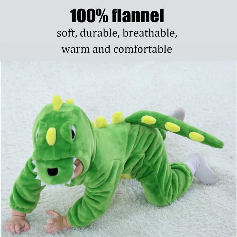 OLLULL Baby Green Dinosaur Costumes Unisex Toddler Outfit Halloween Dress Up Romper 2-3 Years - Image 4